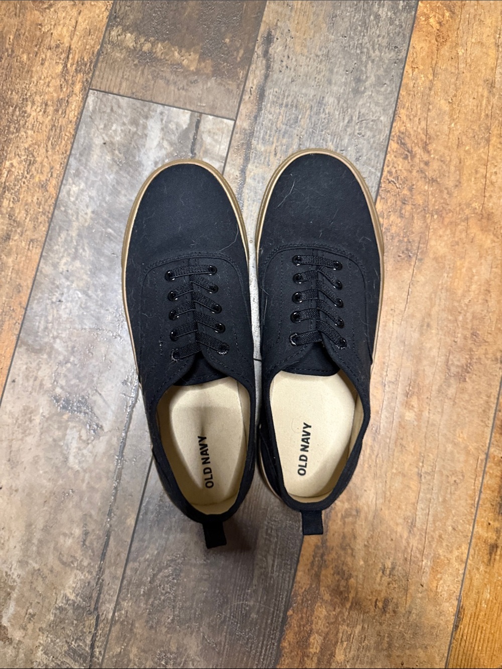 Old Navy Men’s Black Canvas Sneakers with Gum Trim